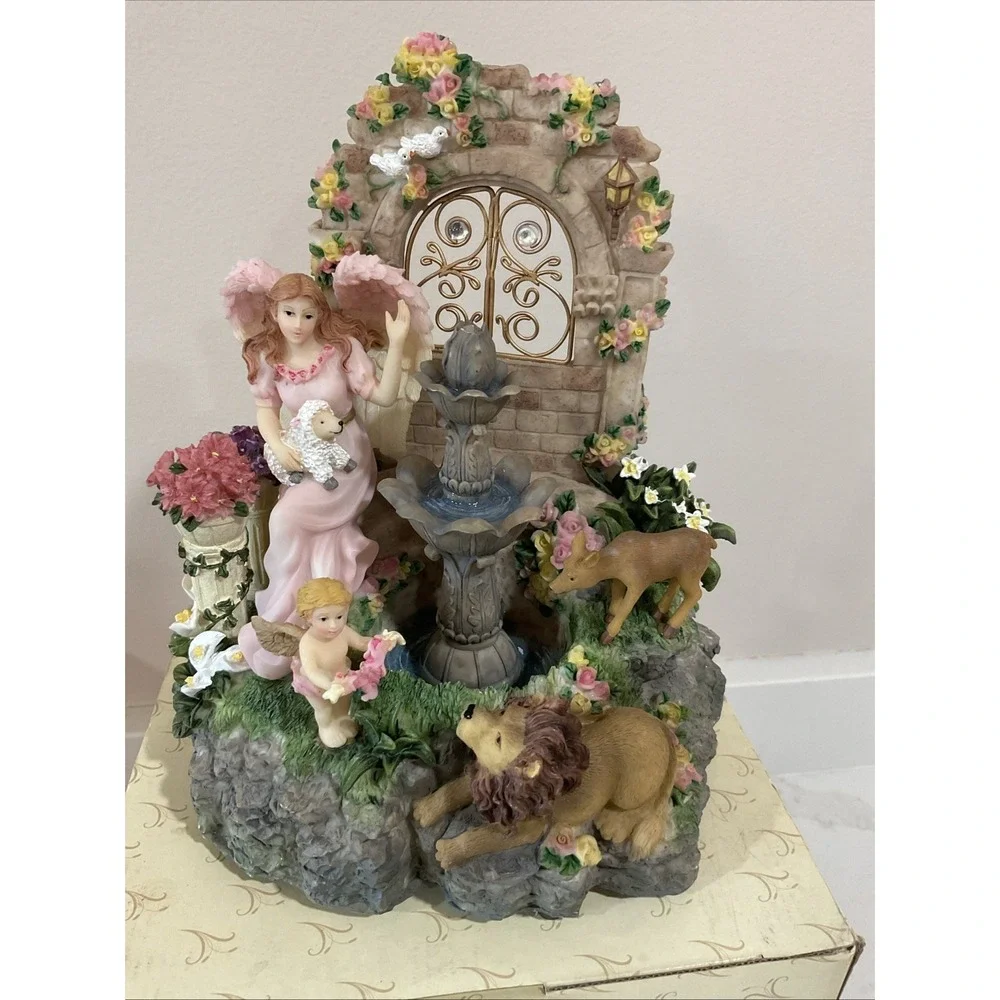 Classic Treasures Musical Angel Lion Lamb Water Fountain Everything is Beautiful